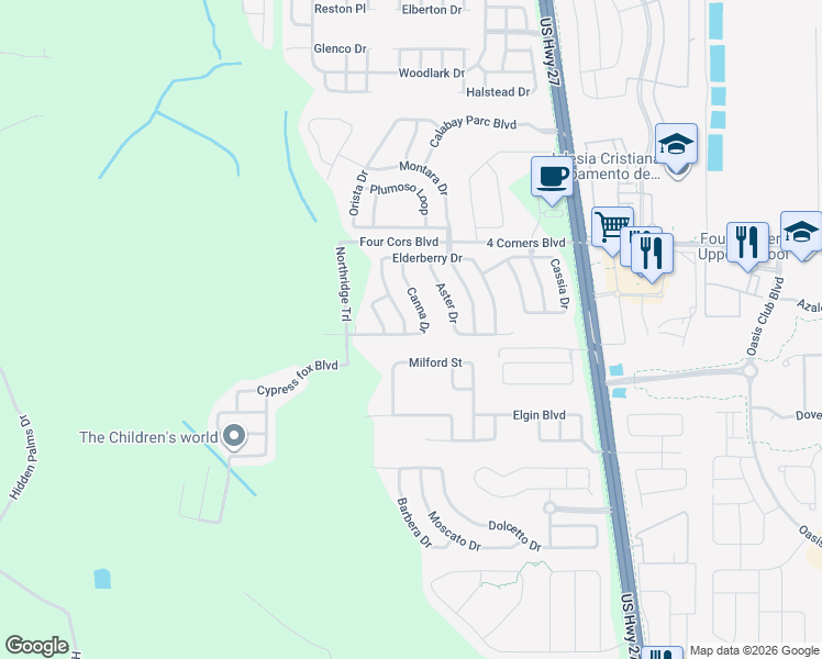 map of restaurants, bars, coffee shops, grocery stores, and more near 1153 Elderberry Drive in Davenport