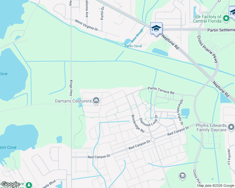 map of restaurants, bars, coffee shops, grocery stores, and more near 1788 Brockridge Road in Kissimmee