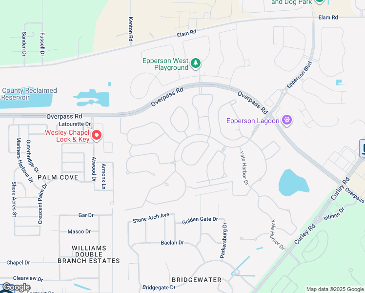 map of restaurants, bars, coffee shops, grocery stores, and more near 7534 Tuscan Bay Circle in Wesley Chapel
