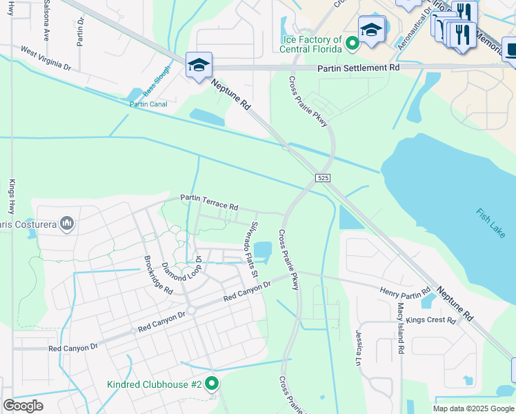 map of restaurants, bars, coffee shops, grocery stores, and more near 1956 Partin Terrace Road in Kissimmee