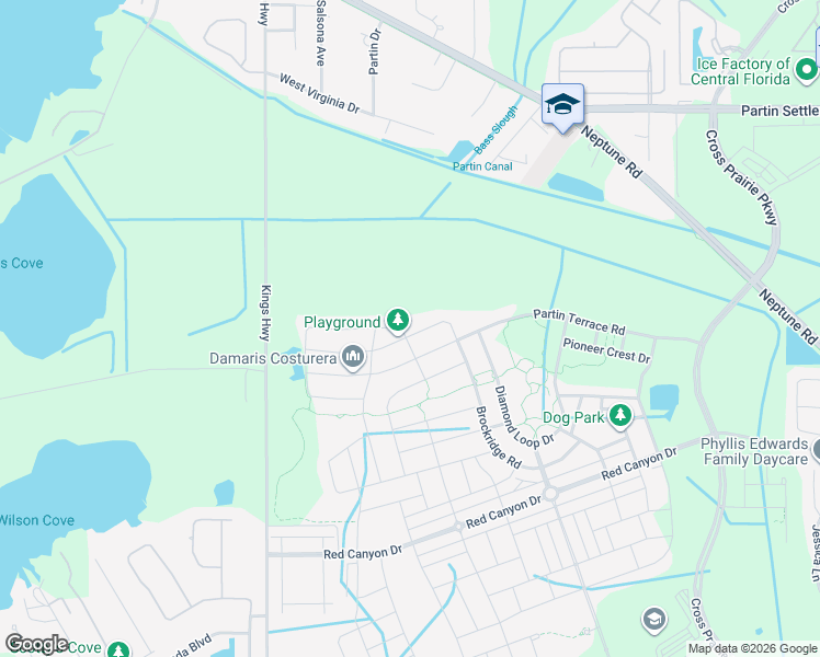map of restaurants, bars, coffee shops, grocery stores, and more near 1788 Brockridge Road in Kissimmee