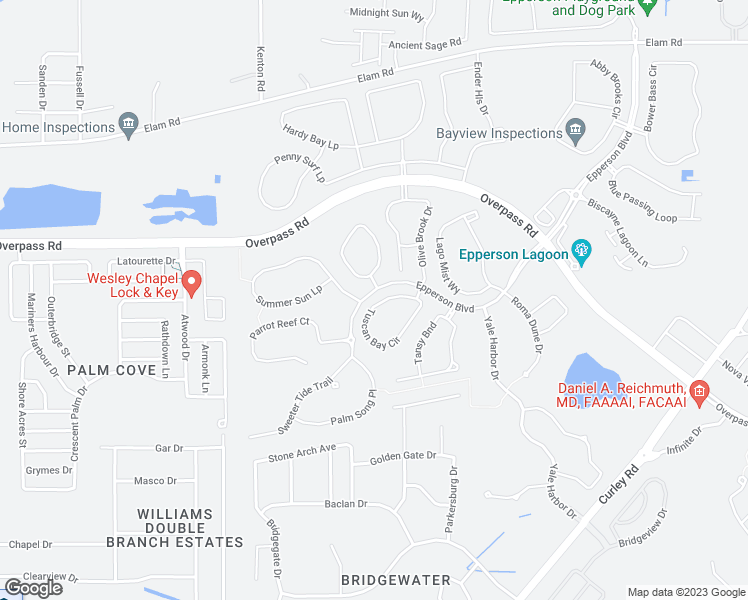 map of restaurants, bars, coffee shops, grocery stores, and more near 7510 Tuscan Bay Circle in Wesley Chapel