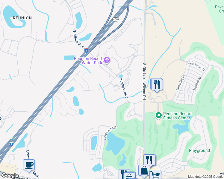 map of restaurants, bars, coffee shops, grocery stores, and more near 7658 Whisper Way in Four Corners
