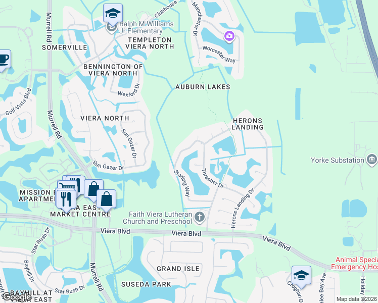 map of restaurants, bars, coffee shops, grocery stores, and more near 1210 Starling Way in Rockledge