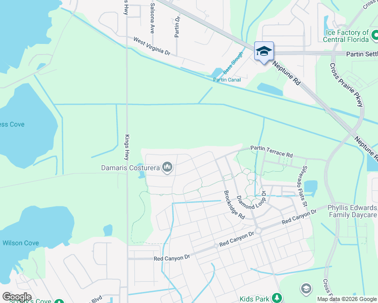 map of restaurants, bars, coffee shops, grocery stores, and more near 1799 Brockridge Road in Kissimmee