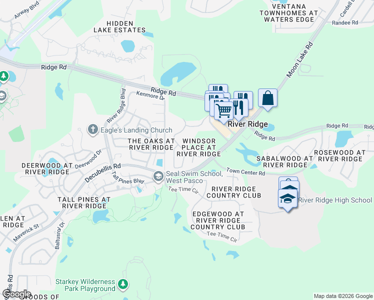 map of restaurants, bars, coffee shops, grocery stores, and more near 7830 Harbor Bridge Boulevard in New Port Richey