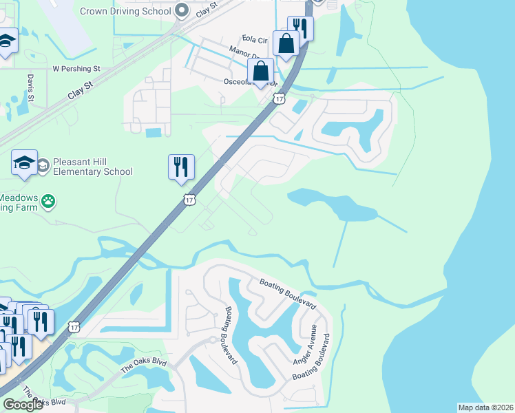 map of restaurants, bars, coffee shops, grocery stores, and more near 1529 Isleta Loop in Kissimmee