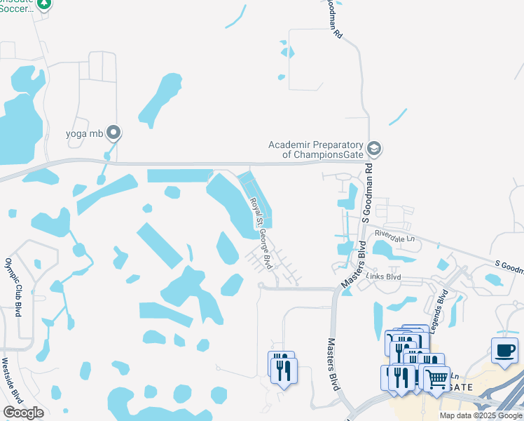 map of restaurants, bars, coffee shops, grocery stores, and more near 1224 Payne Stewart Drive in Davenport