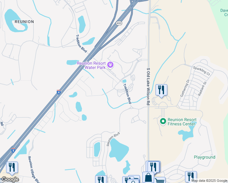 map of restaurants, bars, coffee shops, grocery stores, and more near 7662 Whisper Way in Four Corners