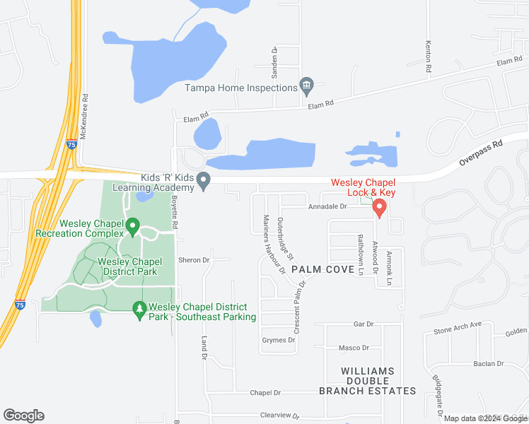 map of restaurants, bars, coffee shops, grocery stores, and more near 7838 Mariners Harbour Drive in Wesley Chapel