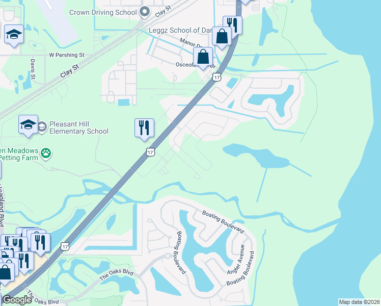 map of restaurants, bars, coffee shops, grocery stores, and more near 1614 South John Young Parkway in Kissimmee