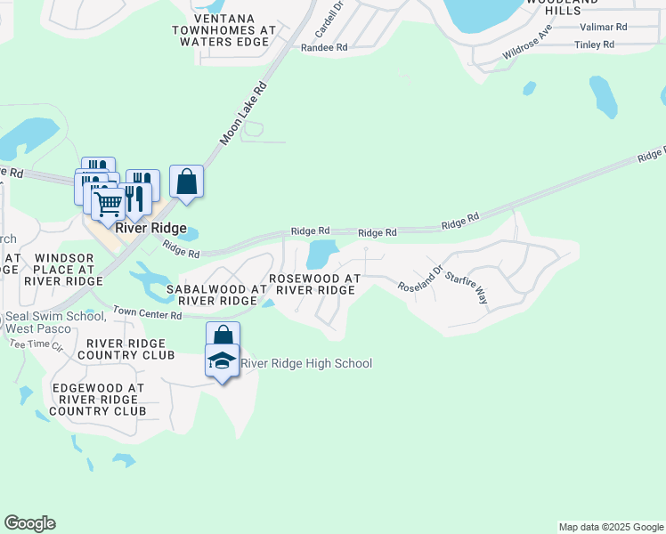 map of restaurants, bars, coffee shops, grocery stores, and more near 12031 Penzance Lane in New Port Richey