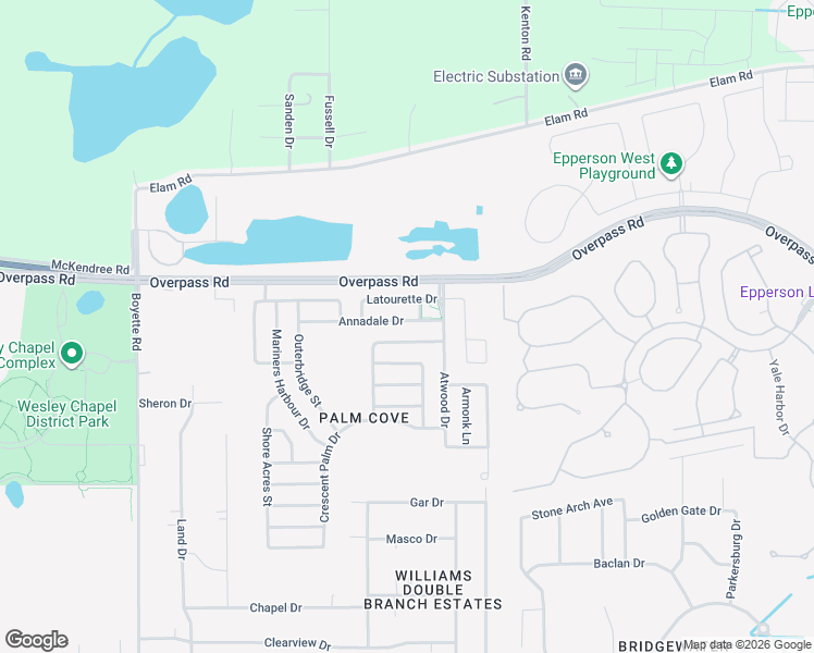 map of restaurants, bars, coffee shops, grocery stores, and more near 30622 Annadale Drive in Wesley Chapel