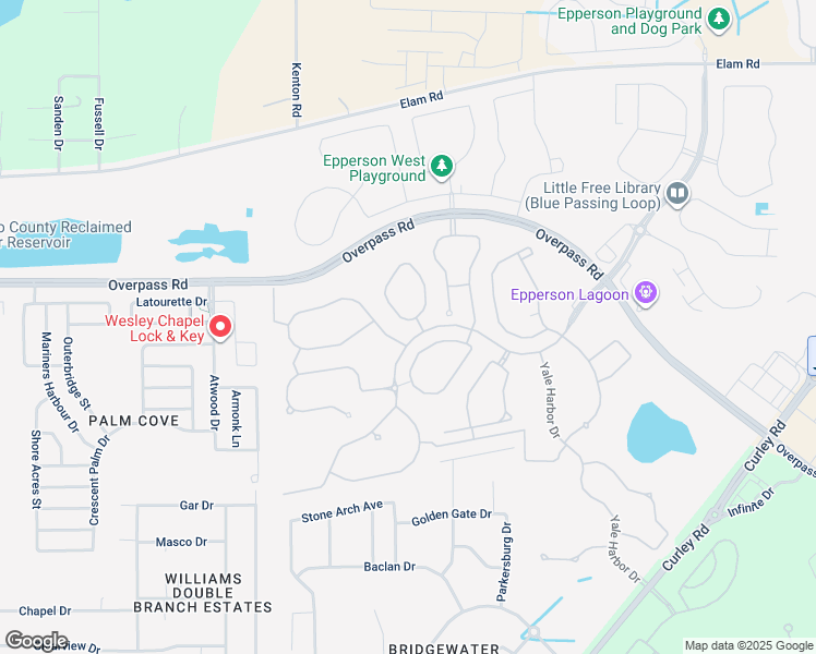 map of restaurants, bars, coffee shops, grocery stores, and more near 8246 Pelican Reed Circle in Wesley Chapel