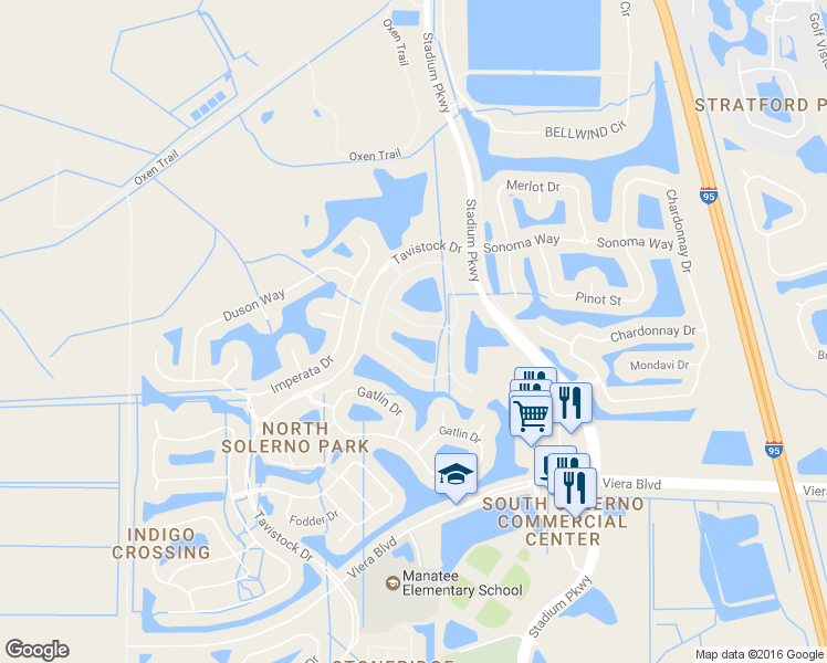map of restaurants, bars, coffee shops, grocery stores, and more near 3149 Drummond Way in Rockledge