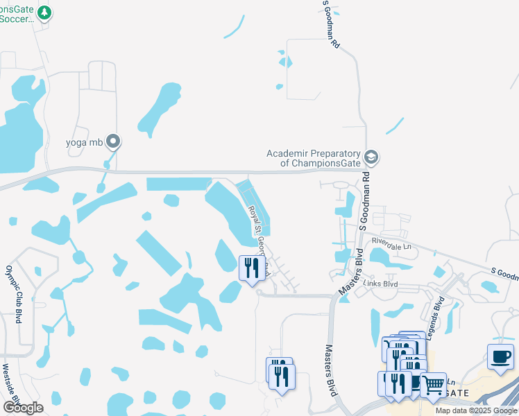 map of restaurants, bars, coffee shops, grocery stores, and more near Payne Stewart Drive in Four Corners