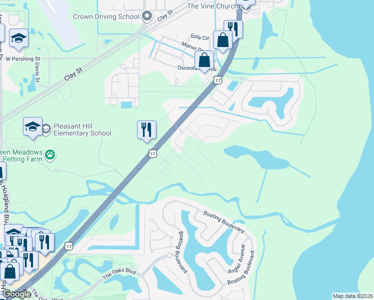 map of restaurants, bars, coffee shops, grocery stores, and more near 1529 Isleta Loop in Kissimmee