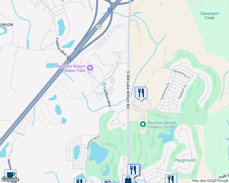 map of restaurants, bars, coffee shops, grocery stores, and more near 7605 Cabana Court in Four Corners