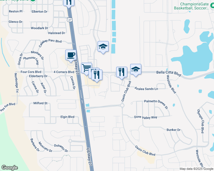 map of restaurants, bars, coffee shops, grocery stores, and more near 9155 Courtney Way in Davenport