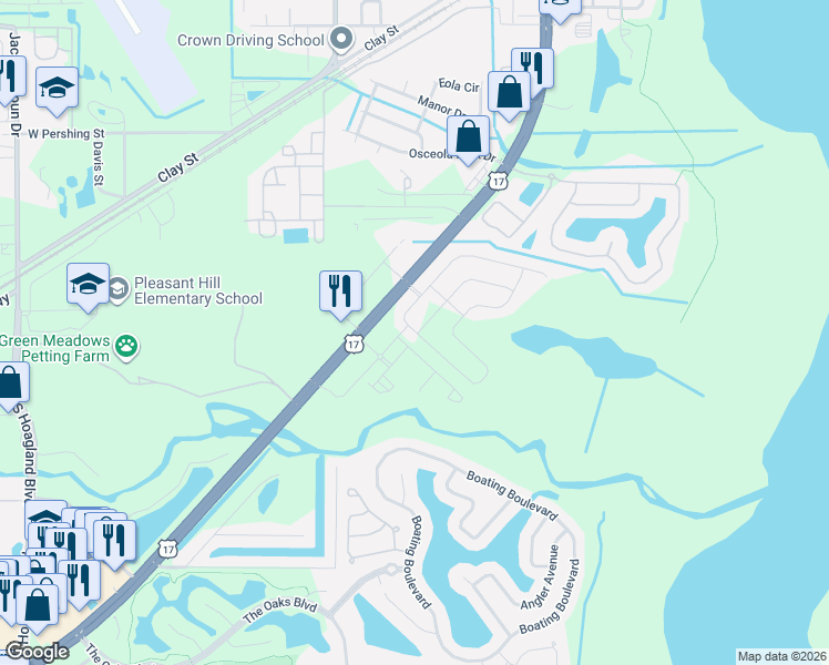 map of restaurants, bars, coffee shops, grocery stores, and more near 1614 South John Young Parkway in Kissimmee