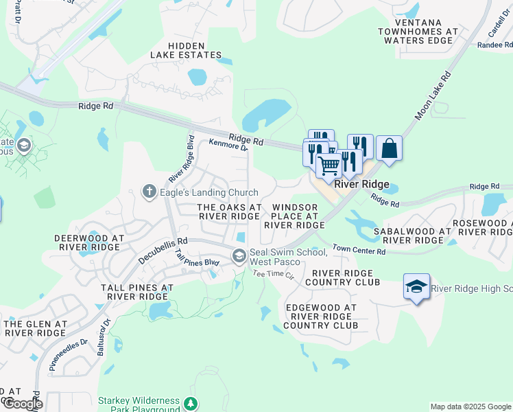 map of restaurants, bars, coffee shops, grocery stores, and more near 7903 Harbor Bridge Boulevard in New Port Richey