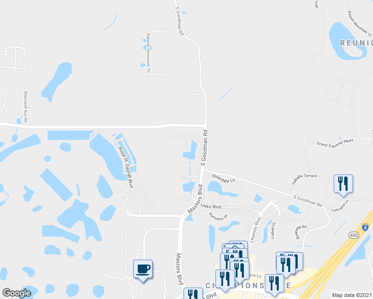 map of restaurants, bars, coffee shops, grocery stores, and more near 1222 Bella Cara Court in Davenport