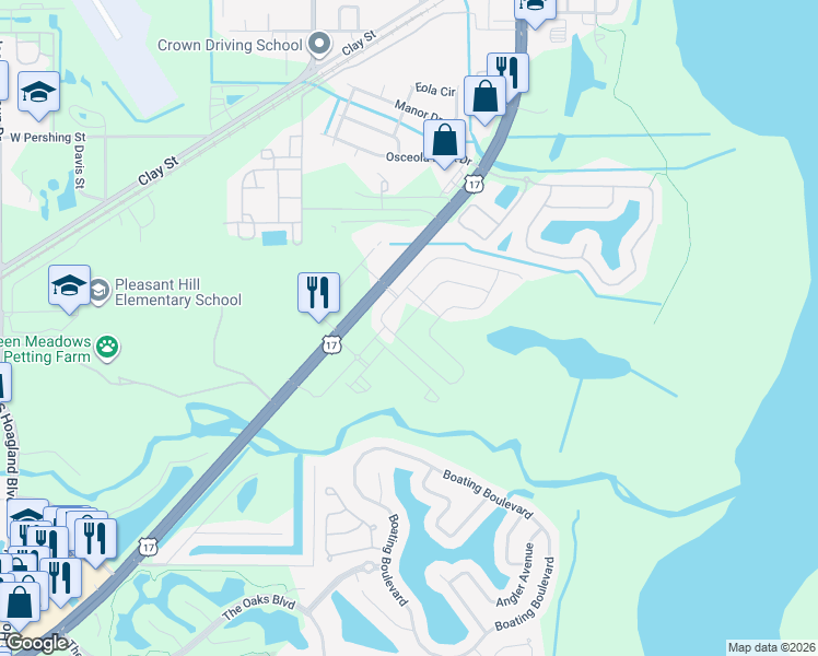 map of restaurants, bars, coffee shops, grocery stores, and more near 1529 Isleta Loop in Kissimmee