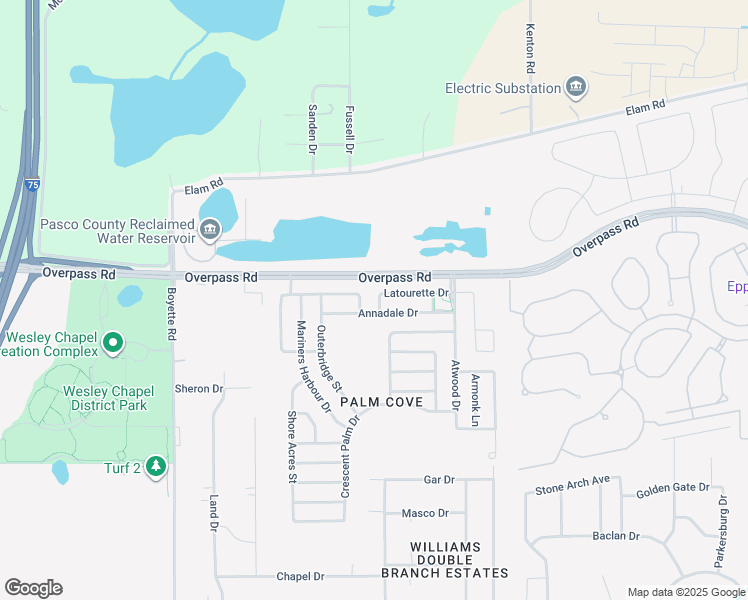 map of restaurants, bars, coffee shops, grocery stores, and more near 30533 Annadale Drive in Wesley Chapel