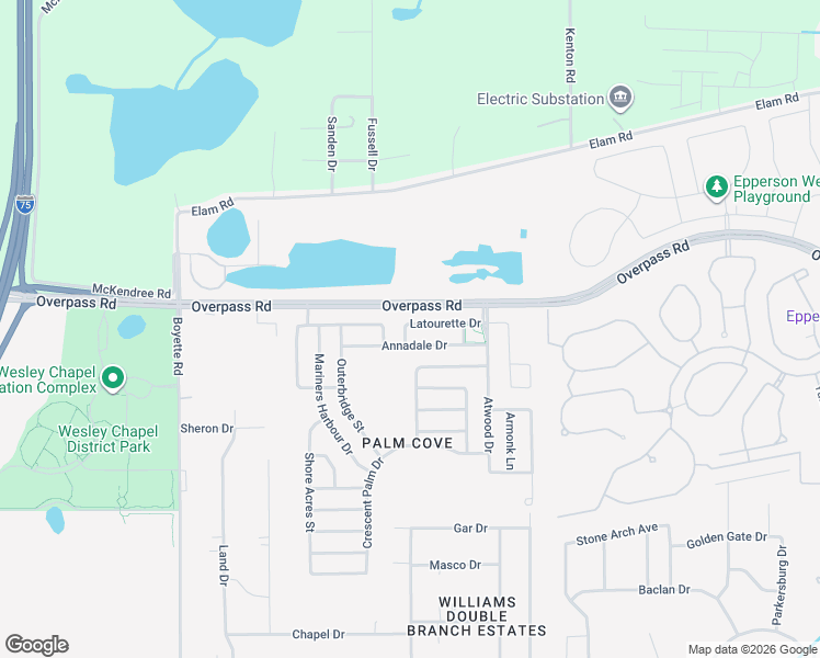 map of restaurants, bars, coffee shops, grocery stores, and more near 30528 Latourette Drive in Wesley Chapel