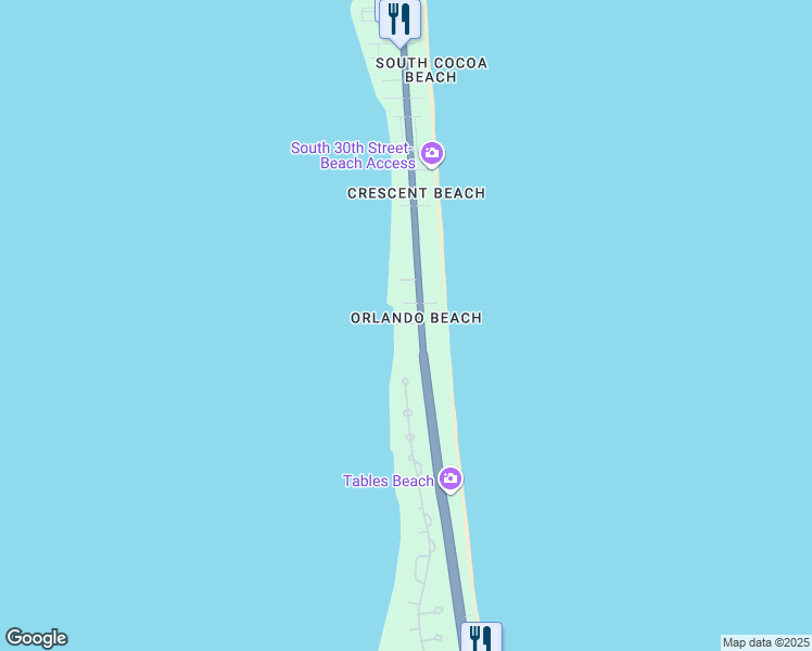 map of restaurants, bars, coffee shops, grocery stores, and more near 3594 South Atlantic Avenue in Cocoa Beach