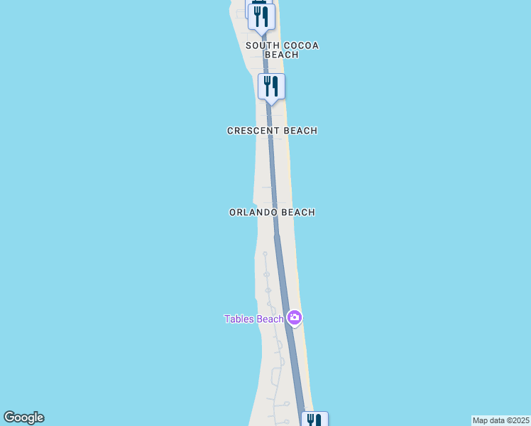 map of restaurants, bars, coffee shops, grocery stores, and more near 3594 South Atlantic Avenue in Cocoa Beach