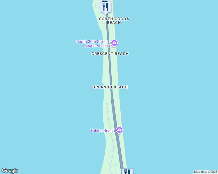 map of restaurants, bars, coffee shops, grocery stores, and more near 3524 South Atlantic Avenue in Cocoa Beach