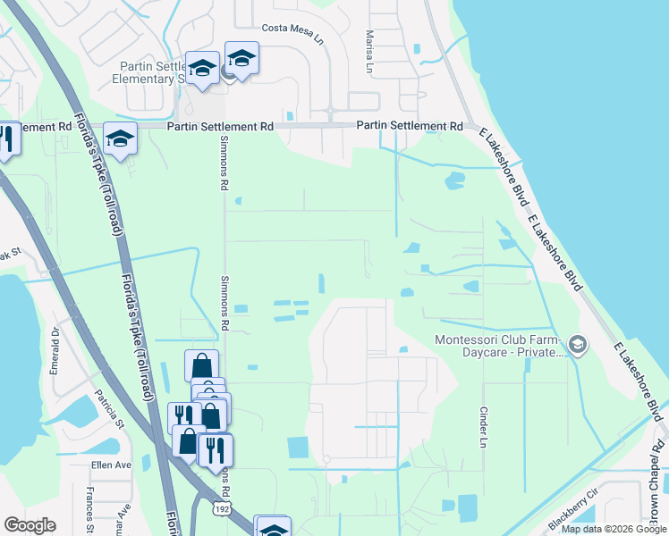 map of restaurants, bars, coffee shops, grocery stores, and more near 2820 Horton Road in Kissimmee