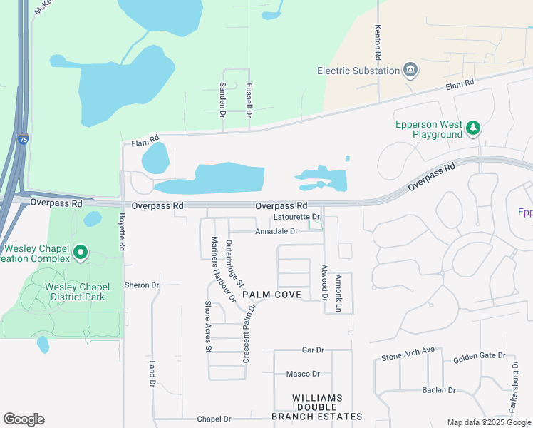 map of restaurants, bars, coffee shops, grocery stores, and more near 30529 Latourette Drive in Wesley Chapel