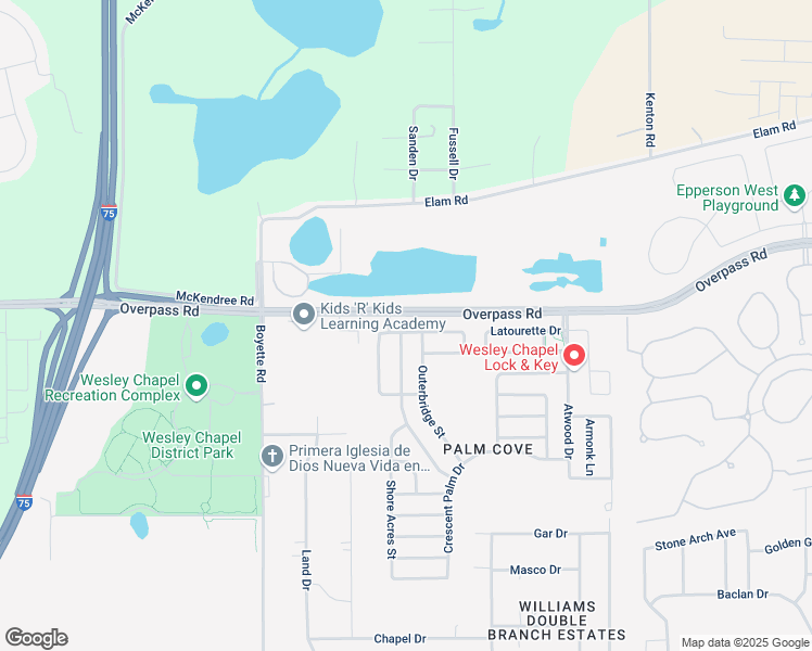 map of restaurants, bars, coffee shops, grocery stores, and more near 30345 Randall Manor Street in Wesley Chapel