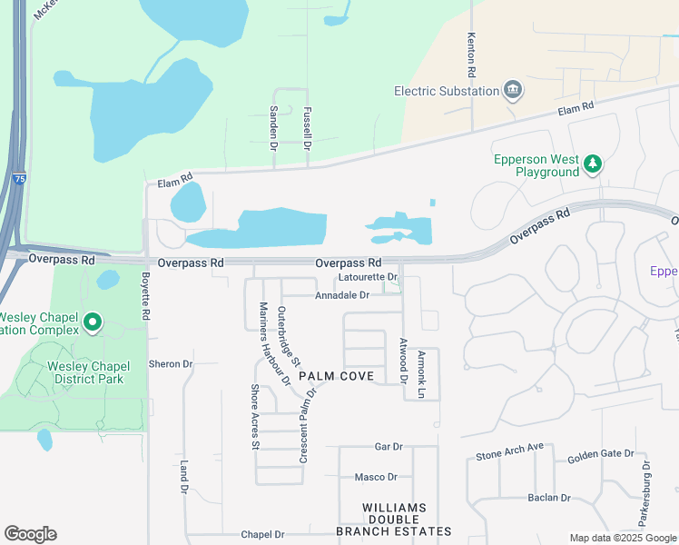 map of restaurants, bars, coffee shops, grocery stores, and more near 30529 Latourette Drive in Wesley Chapel