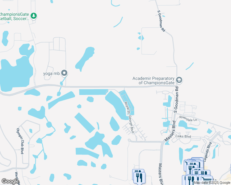 map of restaurants, bars, coffee shops, grocery stores, and more near 1242 Royal Saint George Boulevard in Davenport