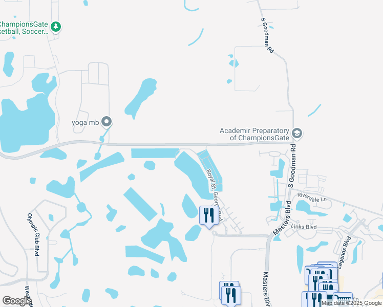 map of restaurants, bars, coffee shops, grocery stores, and more near 1242 Royal Saint George Boulevard in Davenport