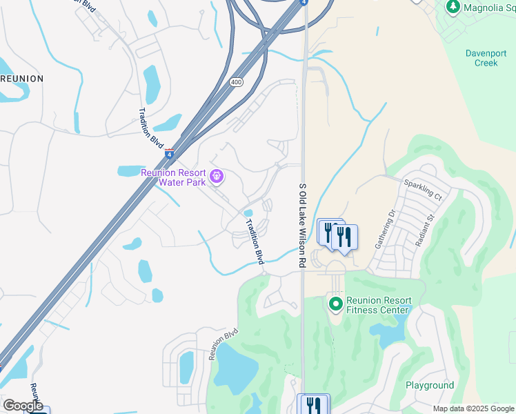 map of restaurants, bars, coffee shops, grocery stores, and more near 7601 Cabana Court in Four Corners