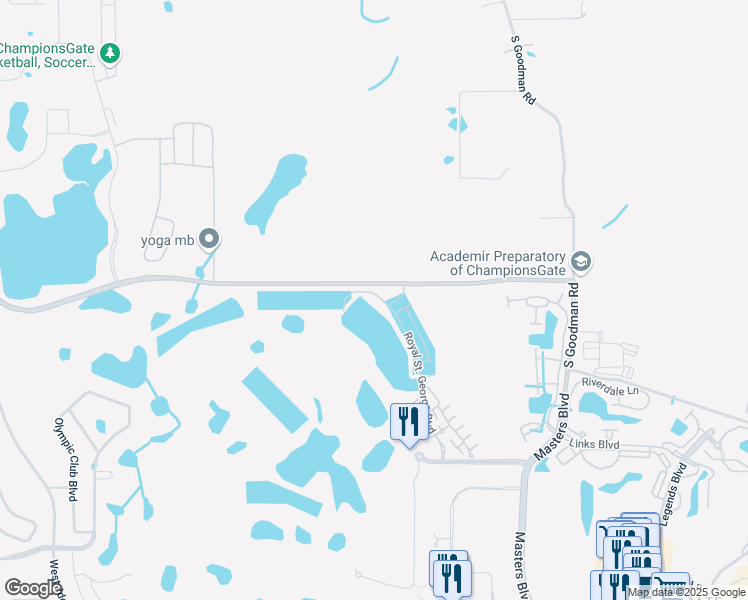 map of restaurants, bars, coffee shops, grocery stores, and more near 1242 Royal Saint George Boulevard in Davenport
