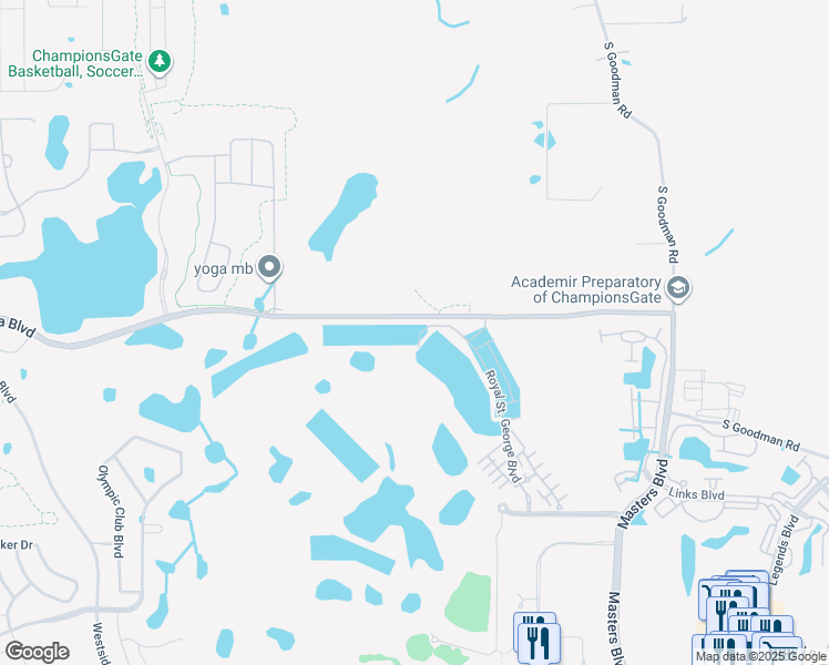 map of restaurants, bars, coffee shops, grocery stores, and more near 1219 Royal St George Drive in Davenport