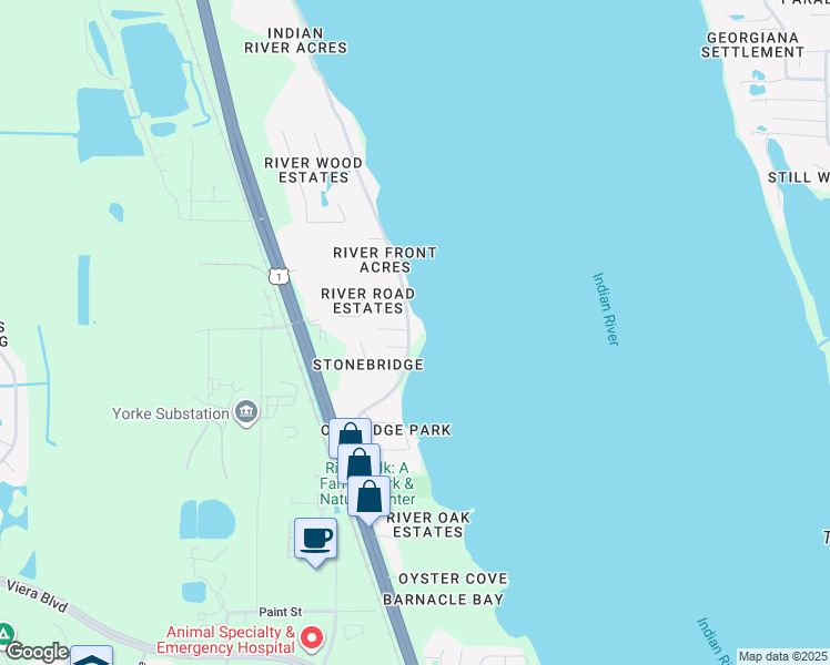 map of restaurants, bars, coffee shops, grocery stores, and more near 2300 Rockledge Drive in Rockledge