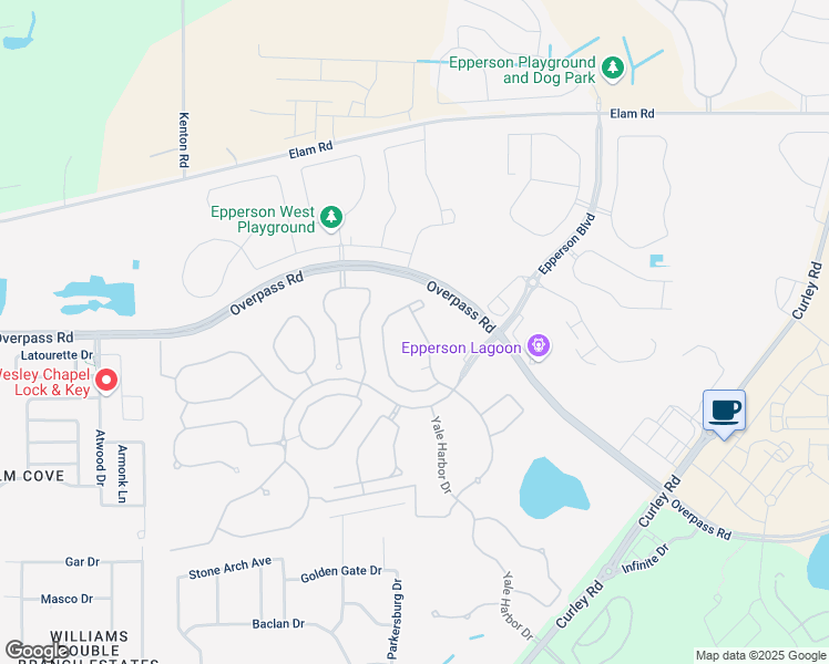 map of restaurants, bars, coffee shops, grocery stores, and more near 8109 Roma Dune Drive in Wesley Chapel