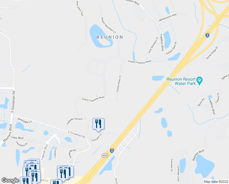 map of restaurants, bars, coffee shops, grocery stores, and more near 1164 Castle Pines Court in Four Corners