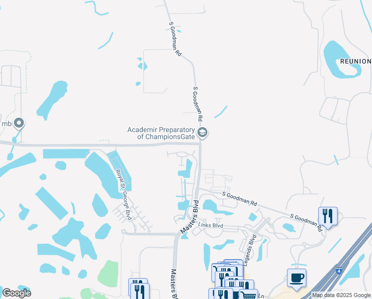 map of restaurants, bars, coffee shops, grocery stores, and more near 1210 Bella Rose Court in Davenport
