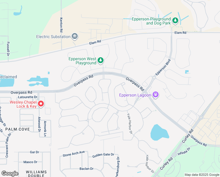 map of restaurants, bars, coffee shops, grocery stores, and more near 8012 Olive Brook Drive in Wesley Chapel