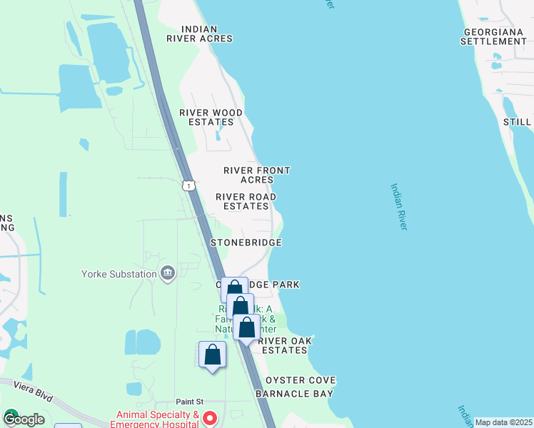 map of restaurants, bars, coffee shops, grocery stores, and more near 2300 Rockledge Drive in Rockledge