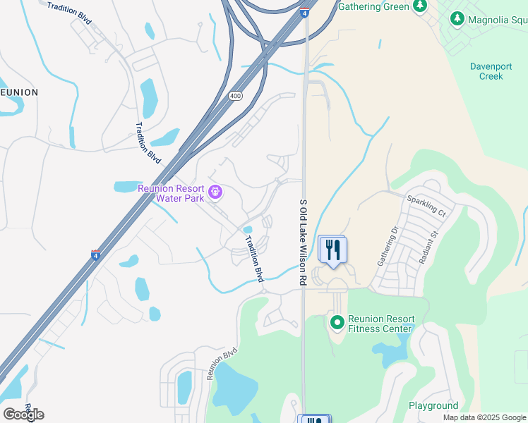map of restaurants, bars, coffee shops, grocery stores, and more near Spine Road in Kissimmee