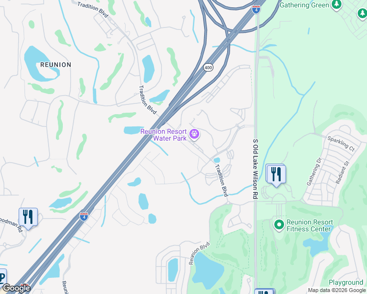 map of restaurants, bars, coffee shops, grocery stores, and more near 7661 Tradition Boulevard in Kissimmee