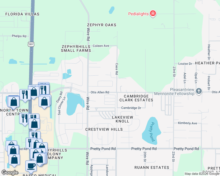 map of restaurants, bars, coffee shops, grocery stores, and more near 38648 Ferm Circle in Zephyrhills